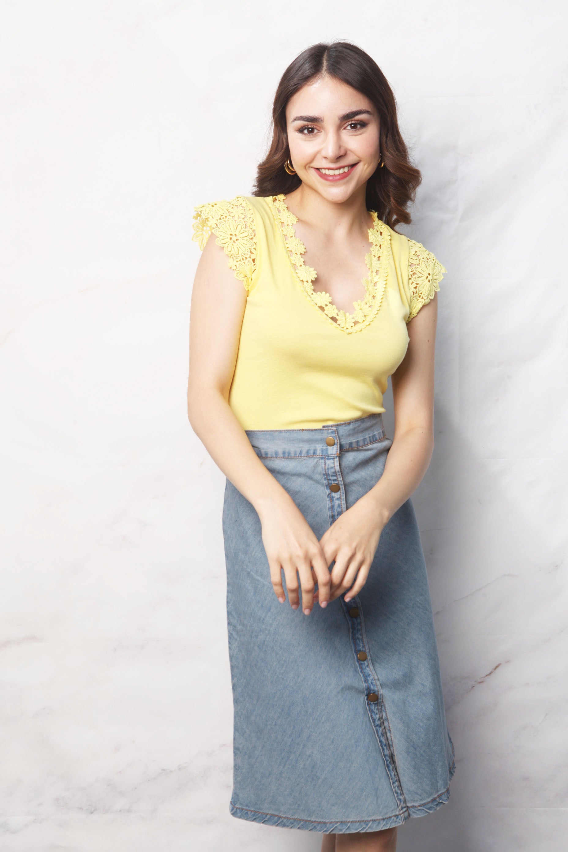 Falda de mezclilla corte A con botones