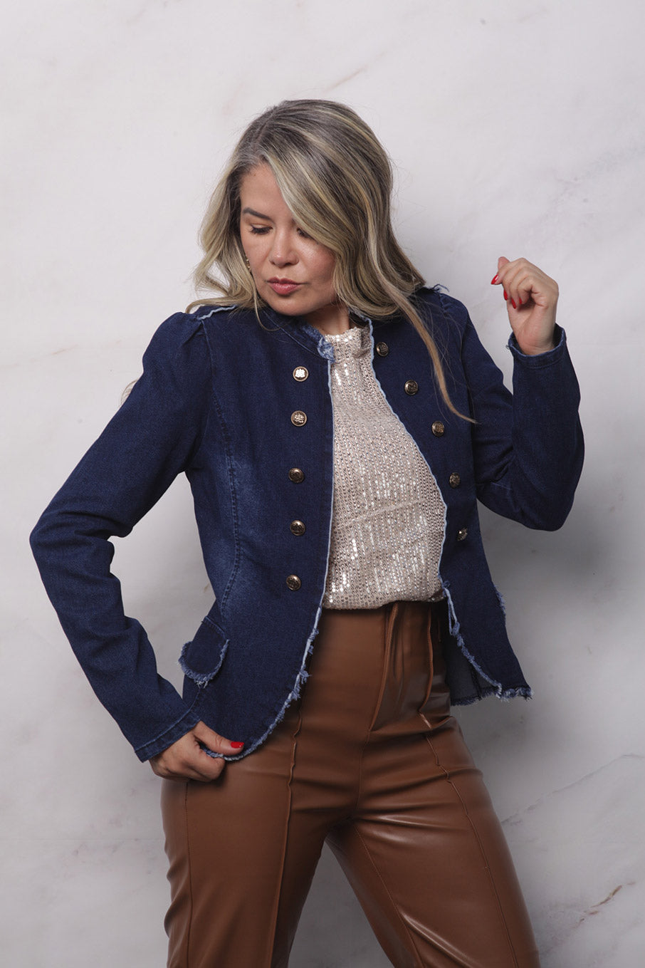 Blazer tipo Militar de mezclilla