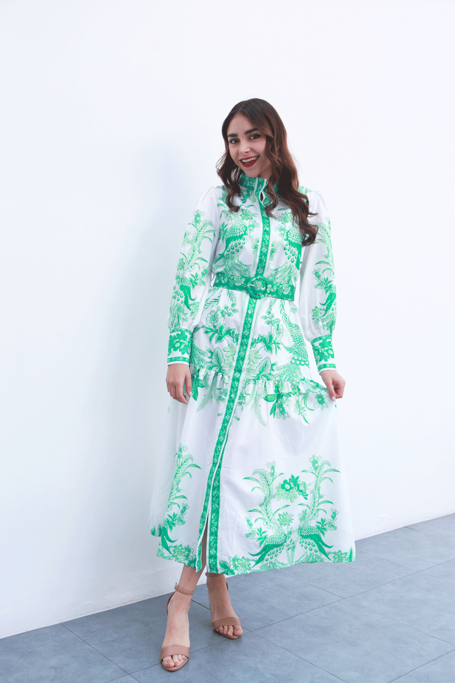 Vestido largo pavorrelaes Verde