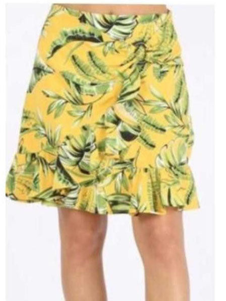 Falda corta envolvente Tropical Amarilla