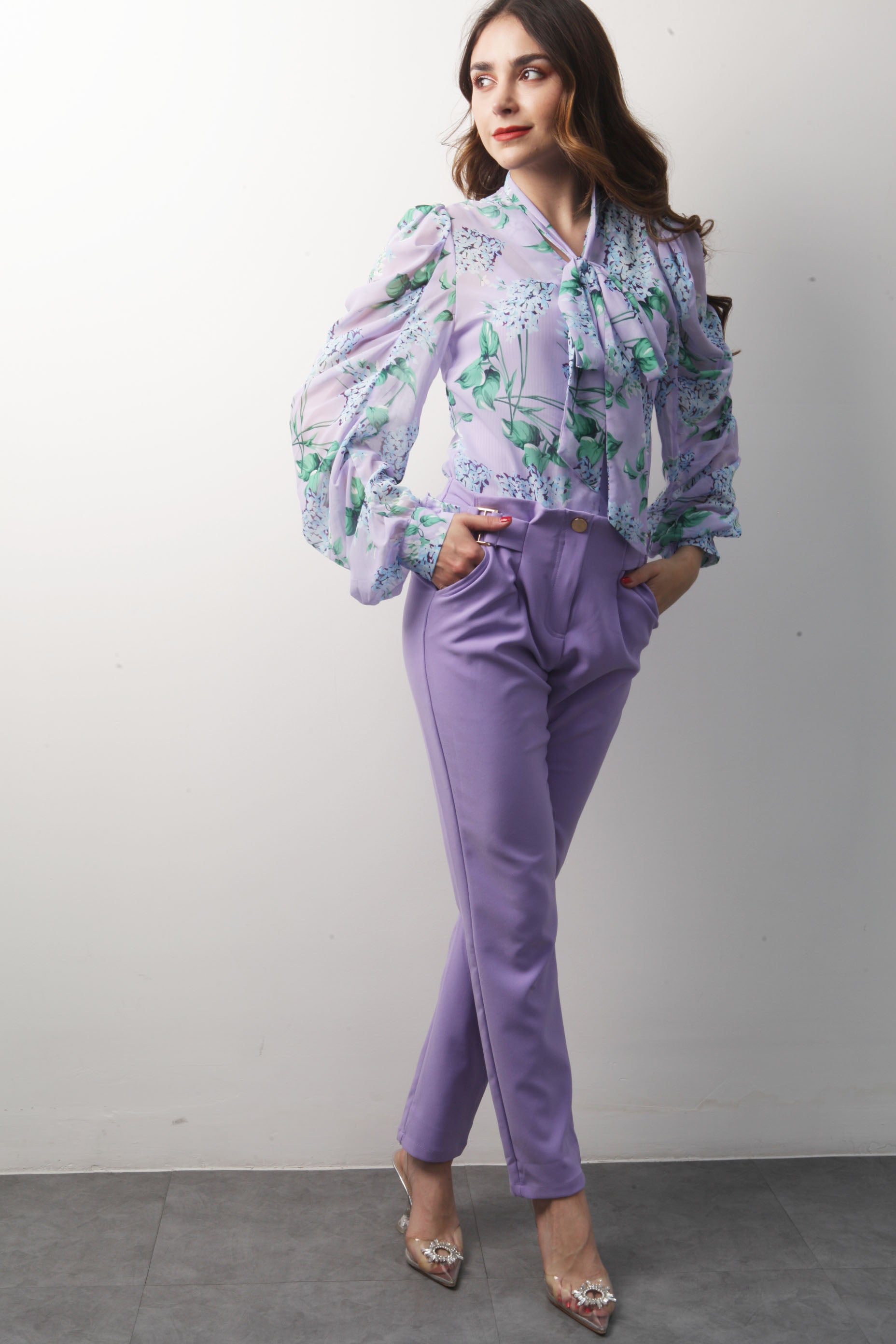 Pantalón de vestir recto Lila