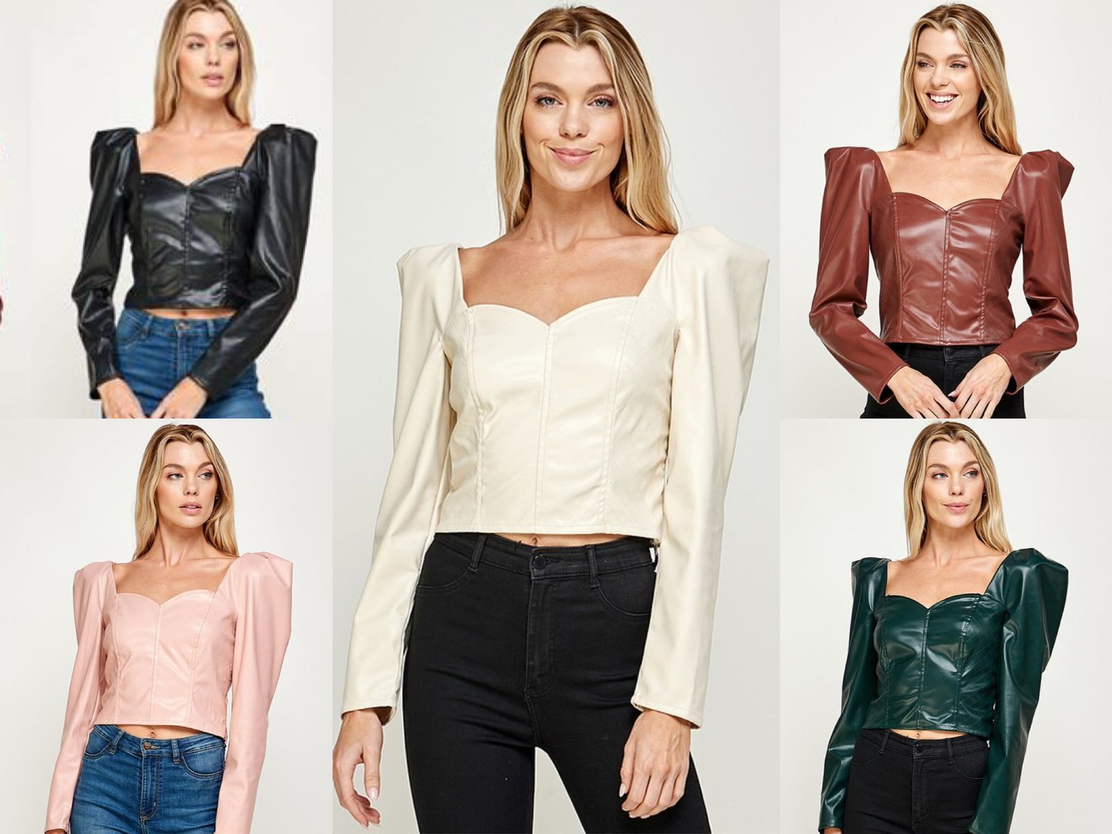 Blusa de vinipiel tipo corset Rosa