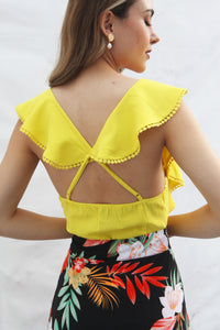 Fashion Styled Blusa tirante olán cruzado Lime