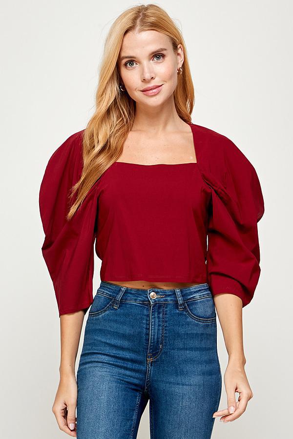 Blusa manga globo Vino