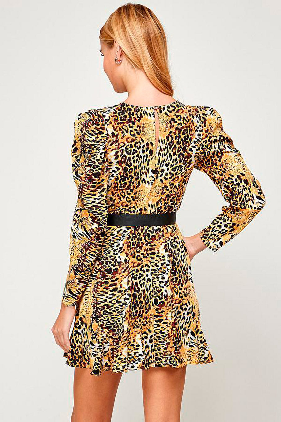 Vestido leopardo Amarillo con cinturón