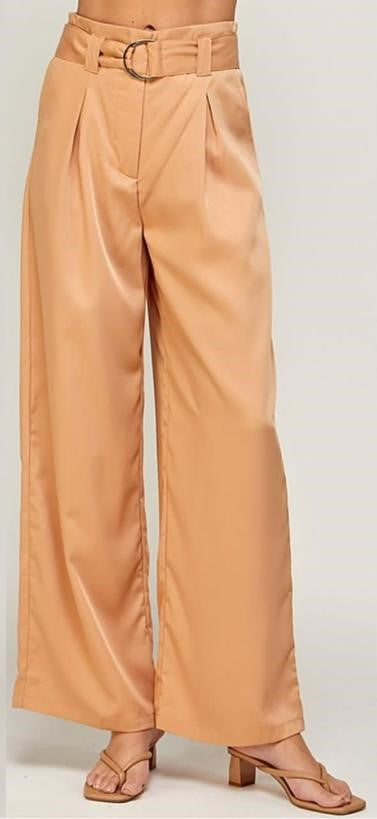 Pantalón pierna ancha Camel