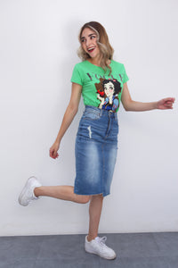 Fashion Styled Falda lápiz deslavada Denim