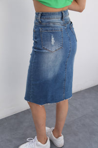 Fashion Styled Falda lápiz deslavada Denim