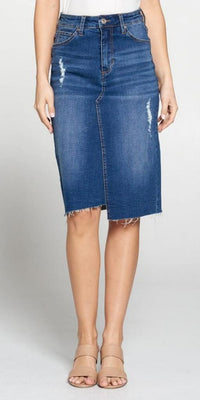 Fashion Styled Falda lápiz deslavada Denim