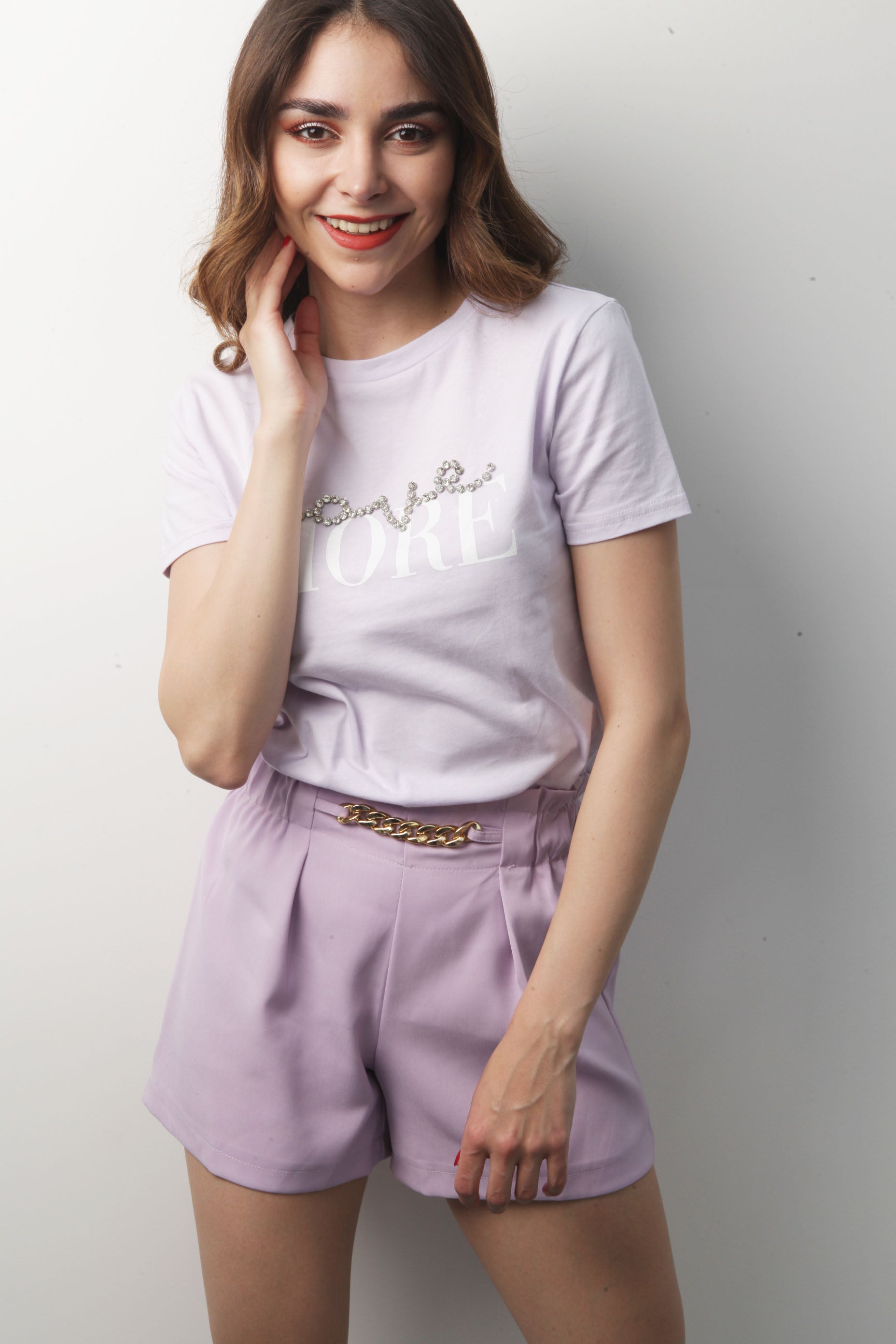 Short con cadena Lila