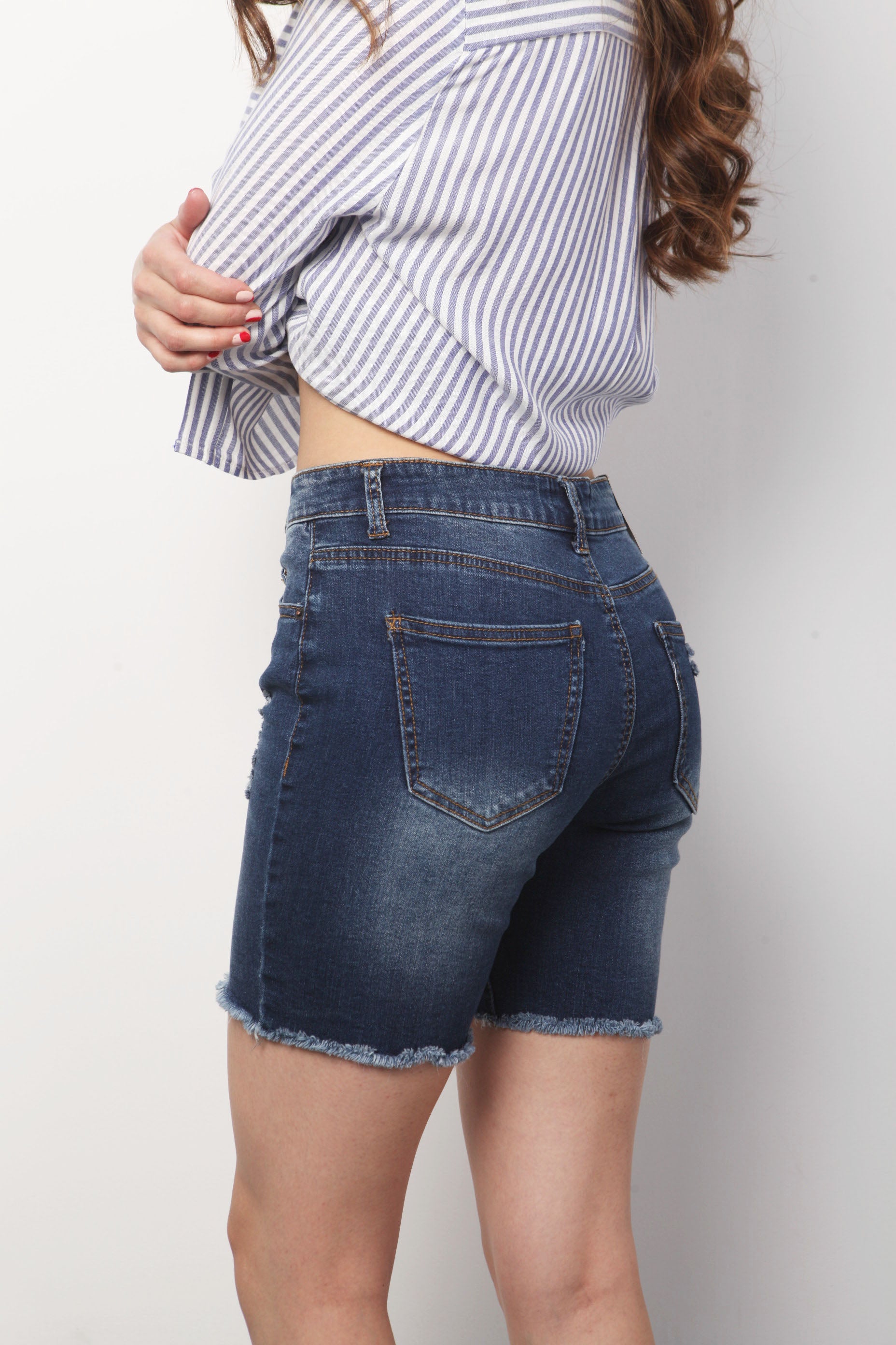 Bermuda biker de mezclilla Dark