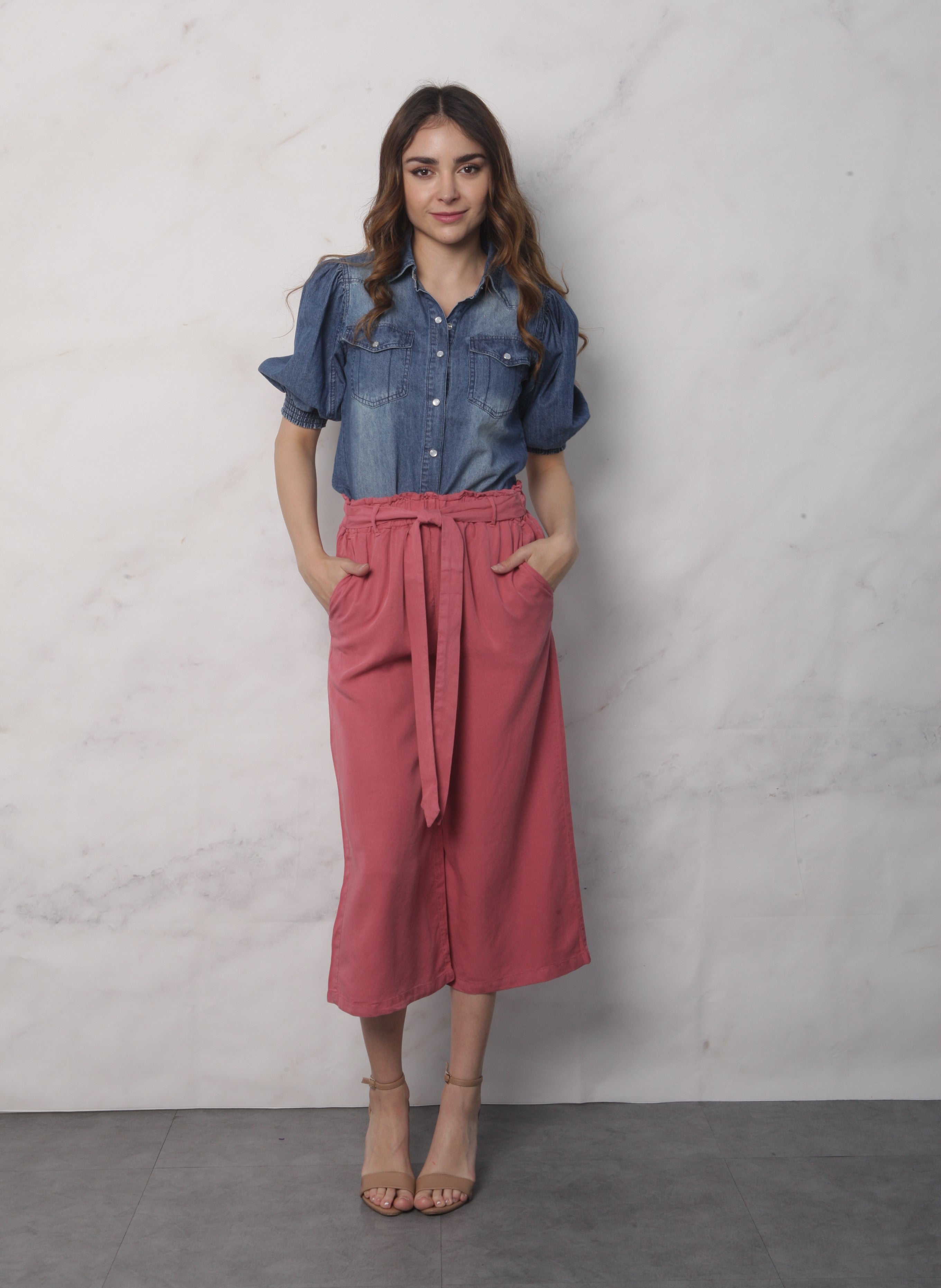 Pantalón culotte ligero Mauve