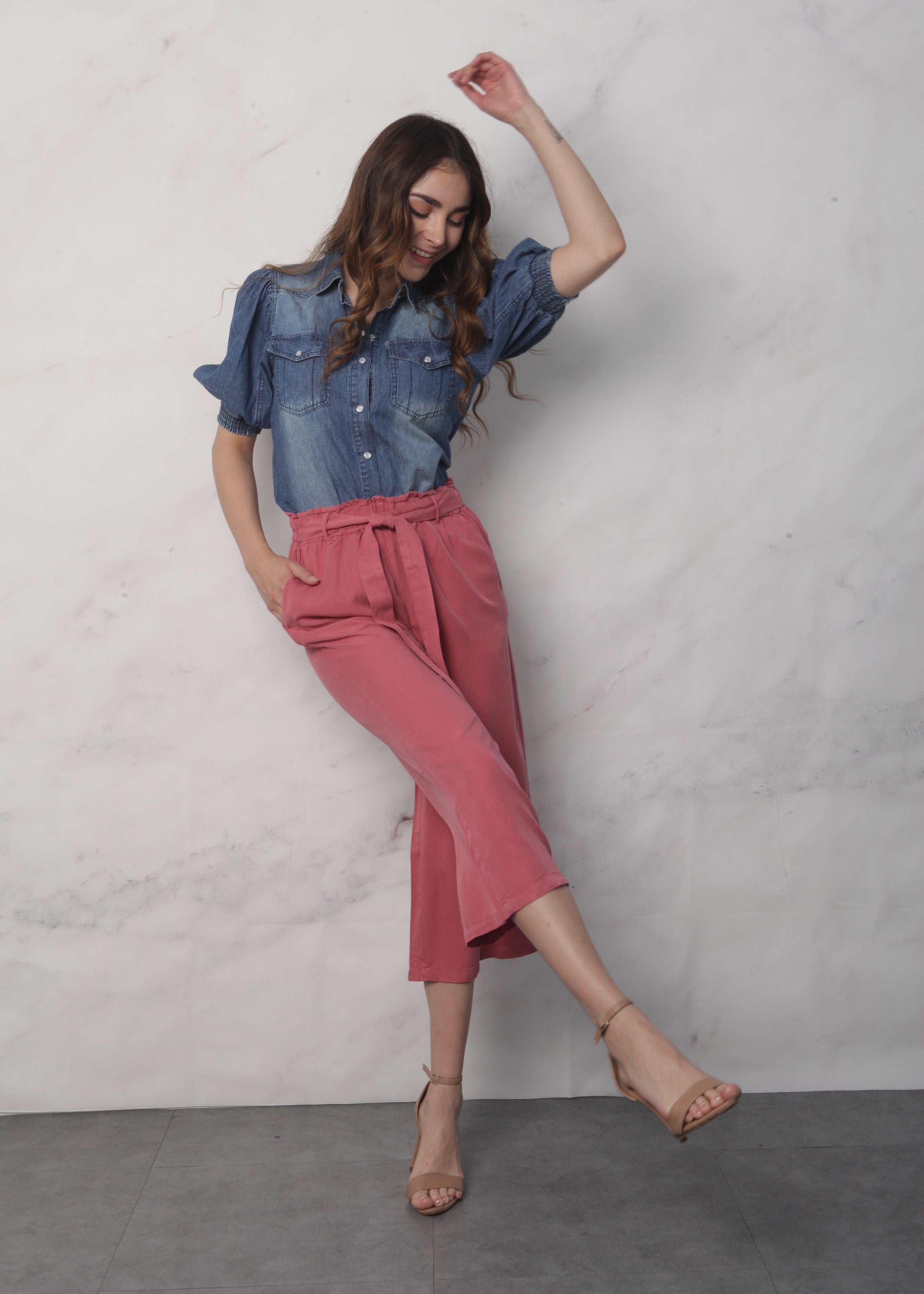 Pantalón culotte ligero Mauve