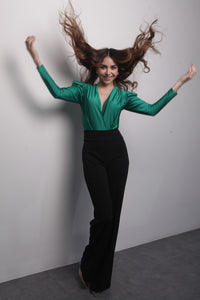 Fashion Styled Pantalón pierna ancha y cintura alta Negro