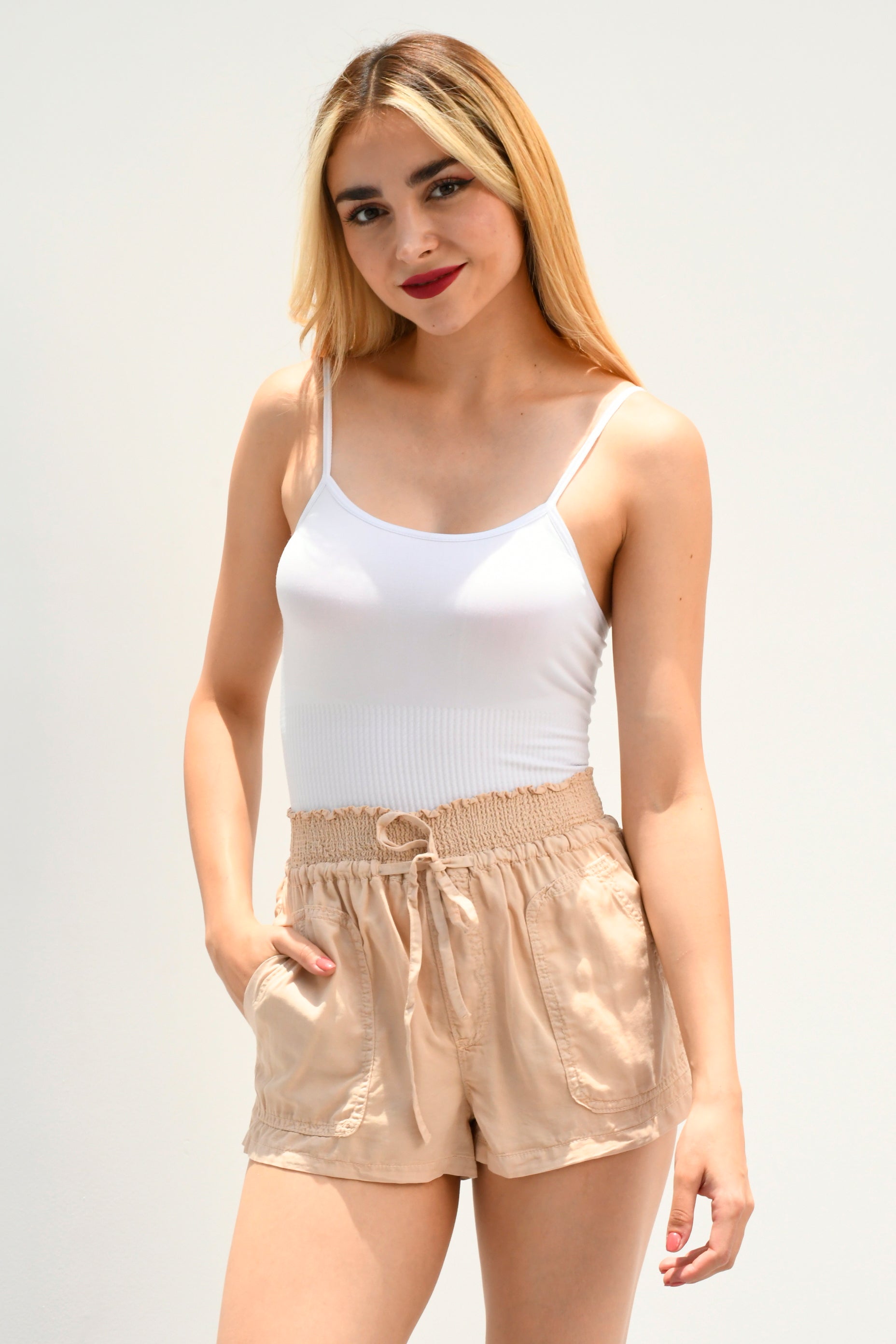 Short pretina ancha Kaki