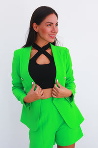 Fashion Styled Set de Blazer y Short Verde Limón
