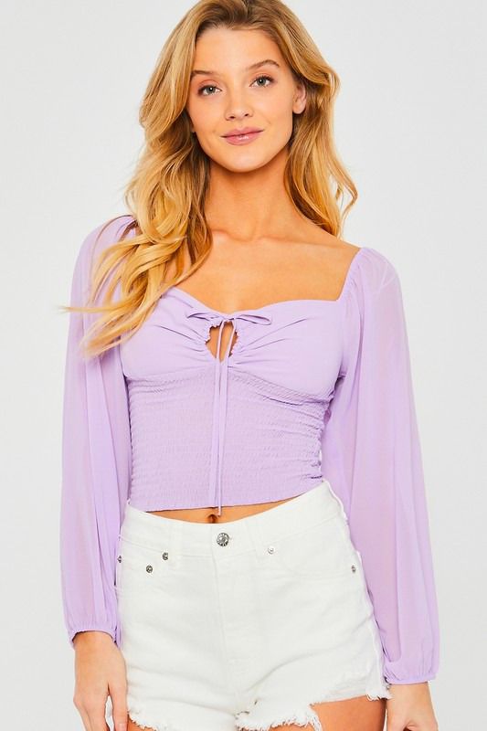 Blusa de gasa off shoulder Lila