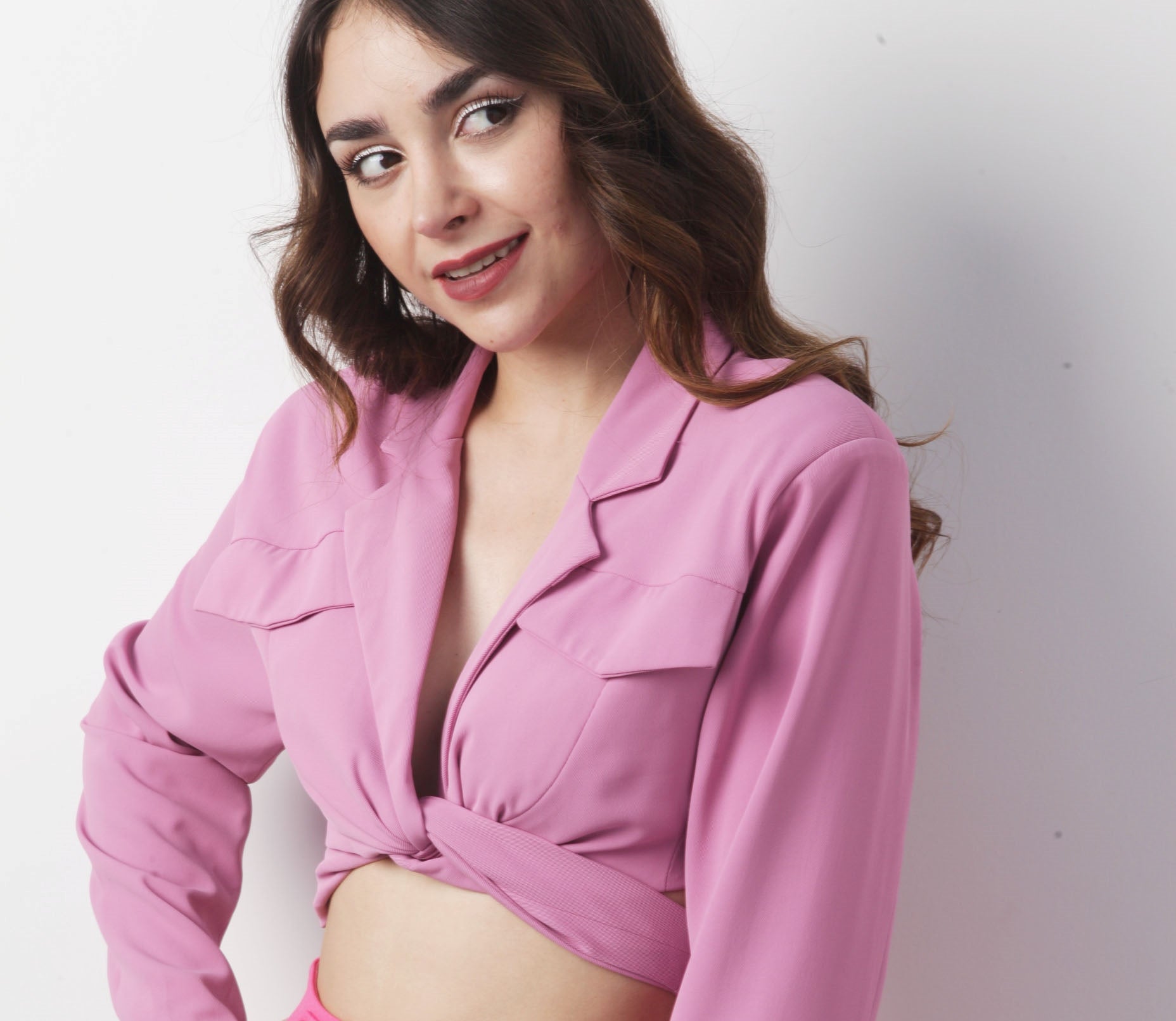 Blazer crop Rosa mauve