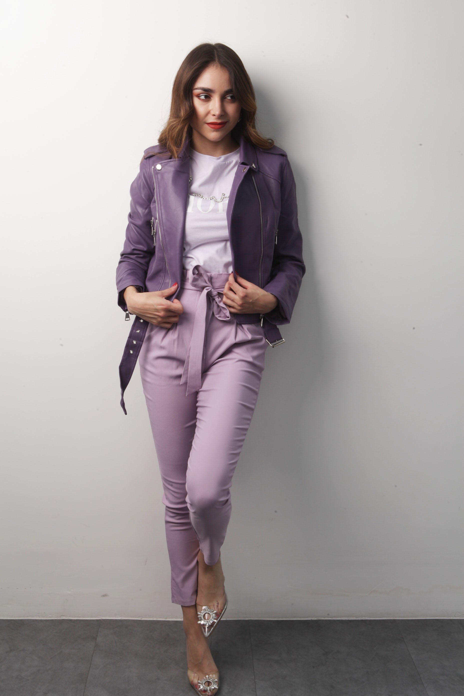 Pantalón paper bag Lila