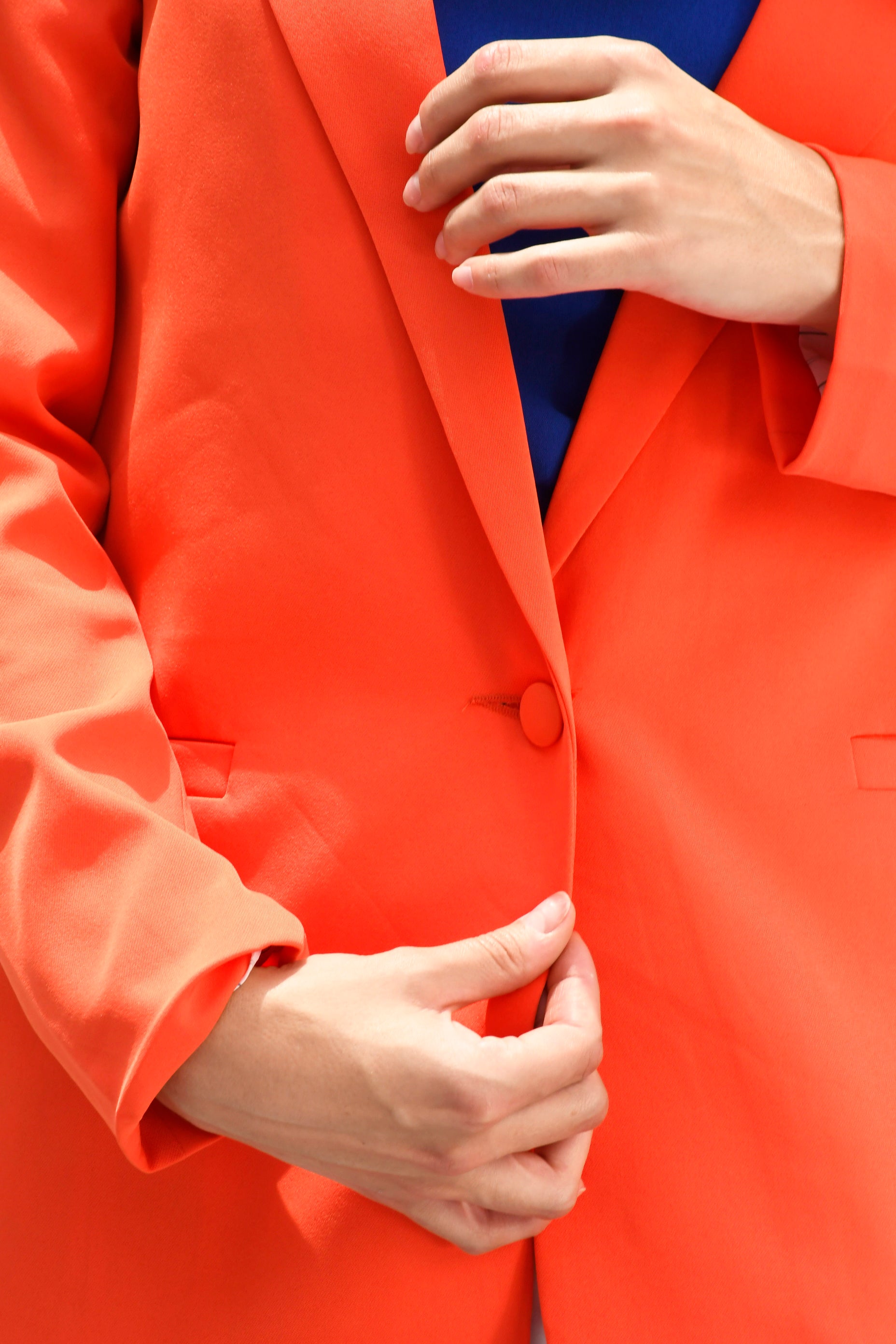 Blazer con solapa y botón forrado Naranja