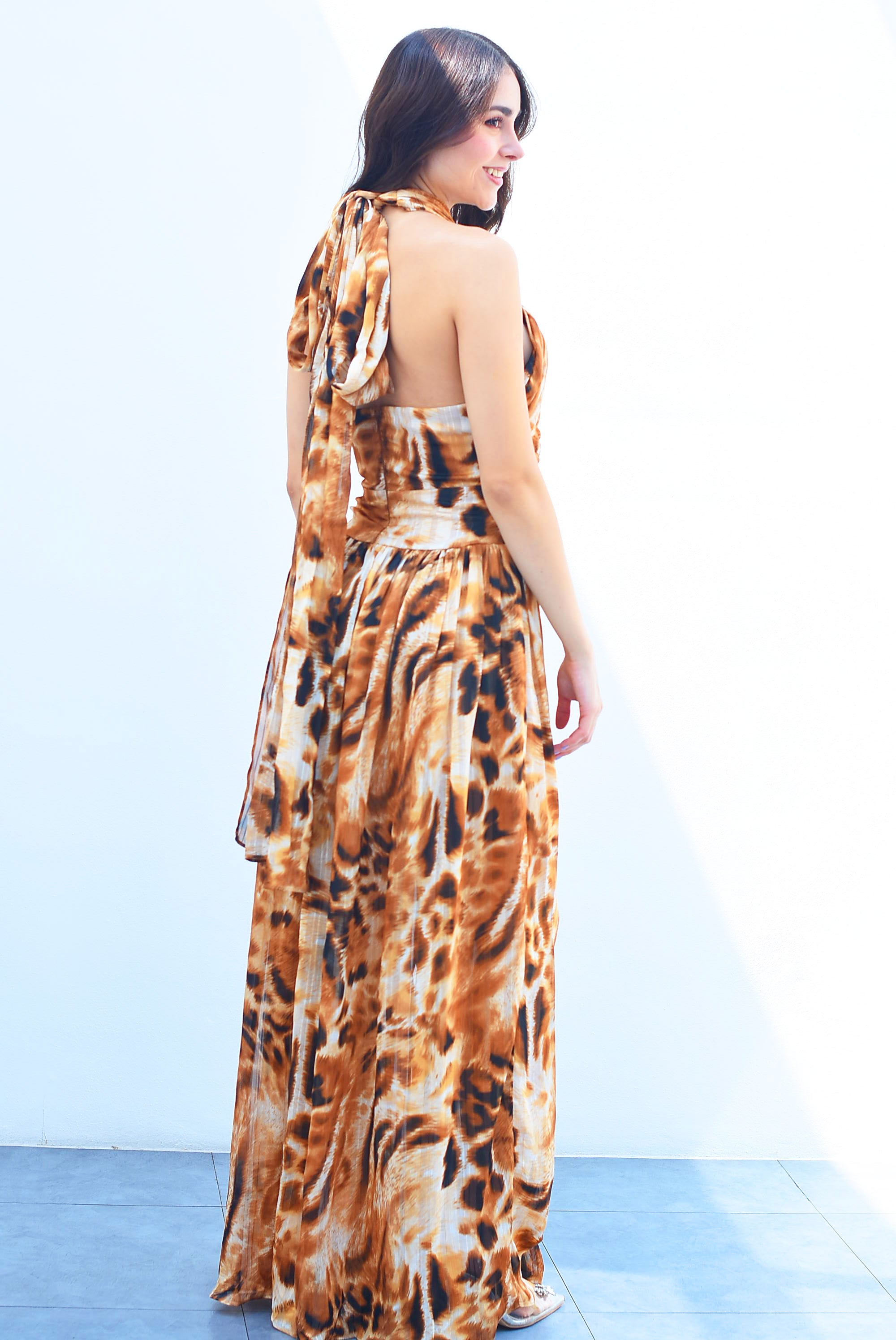 Maxidress cruzado leopardo Moka