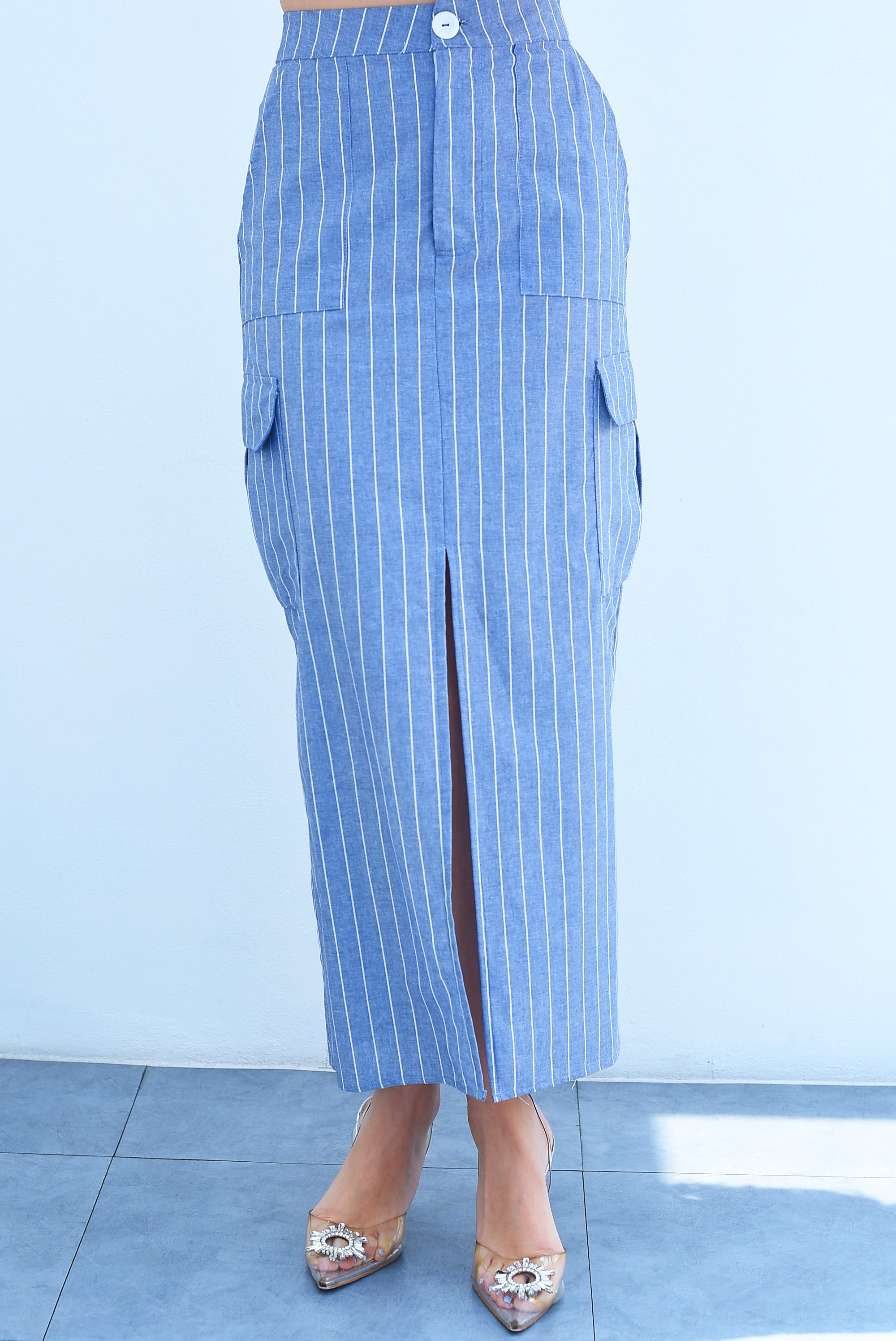 Falda cargo rayas Gris