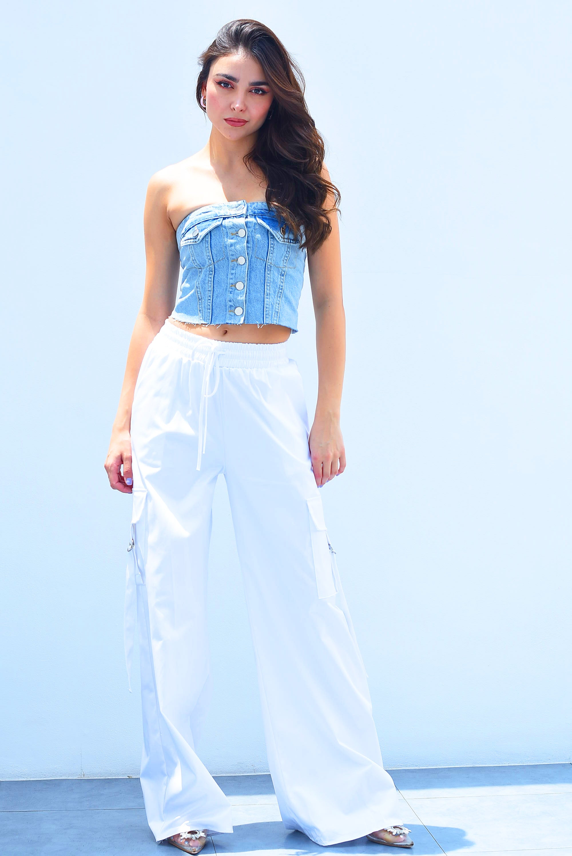 Pantalón cargo argollas Blanco