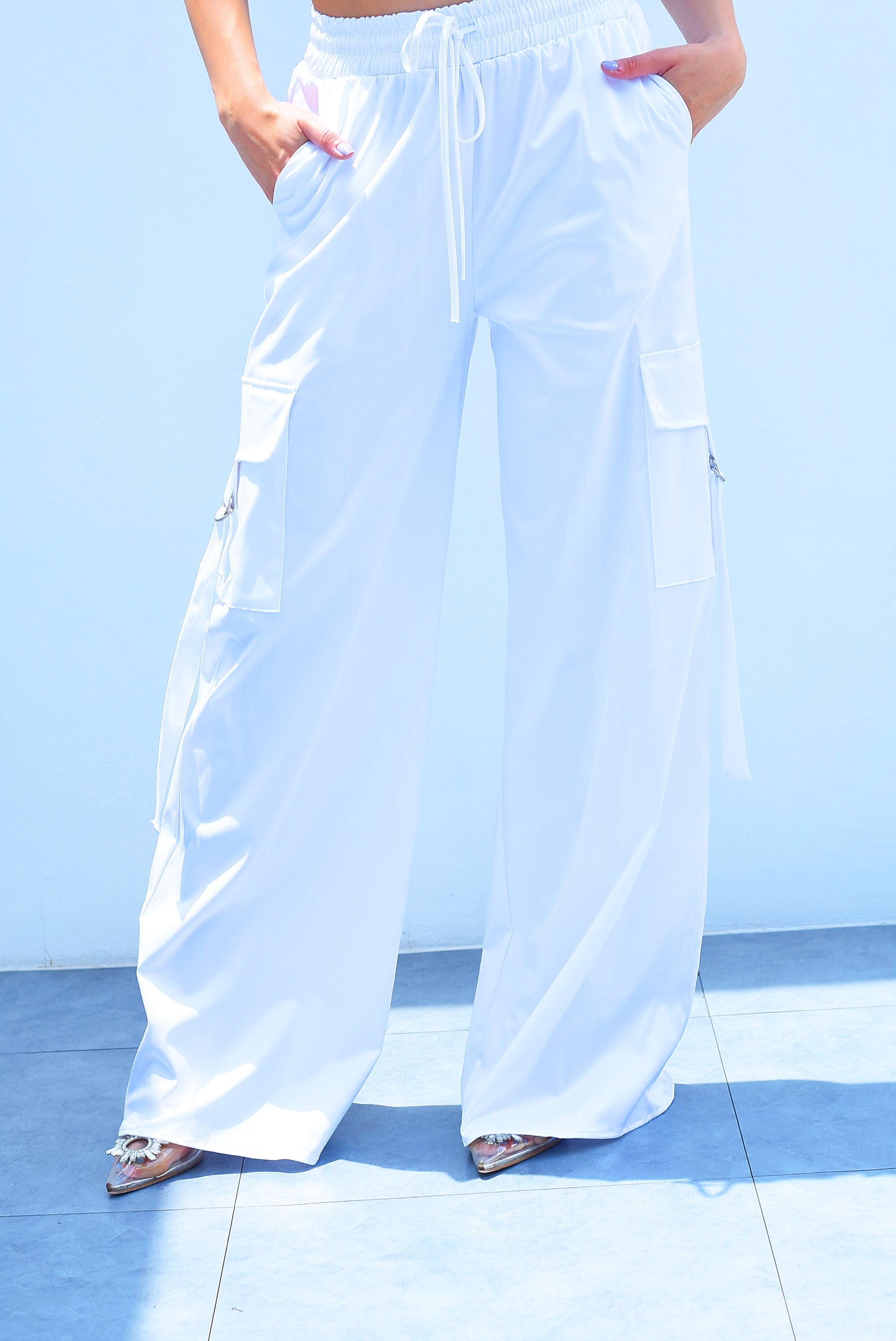 Pantalón cargo argollas Blanco