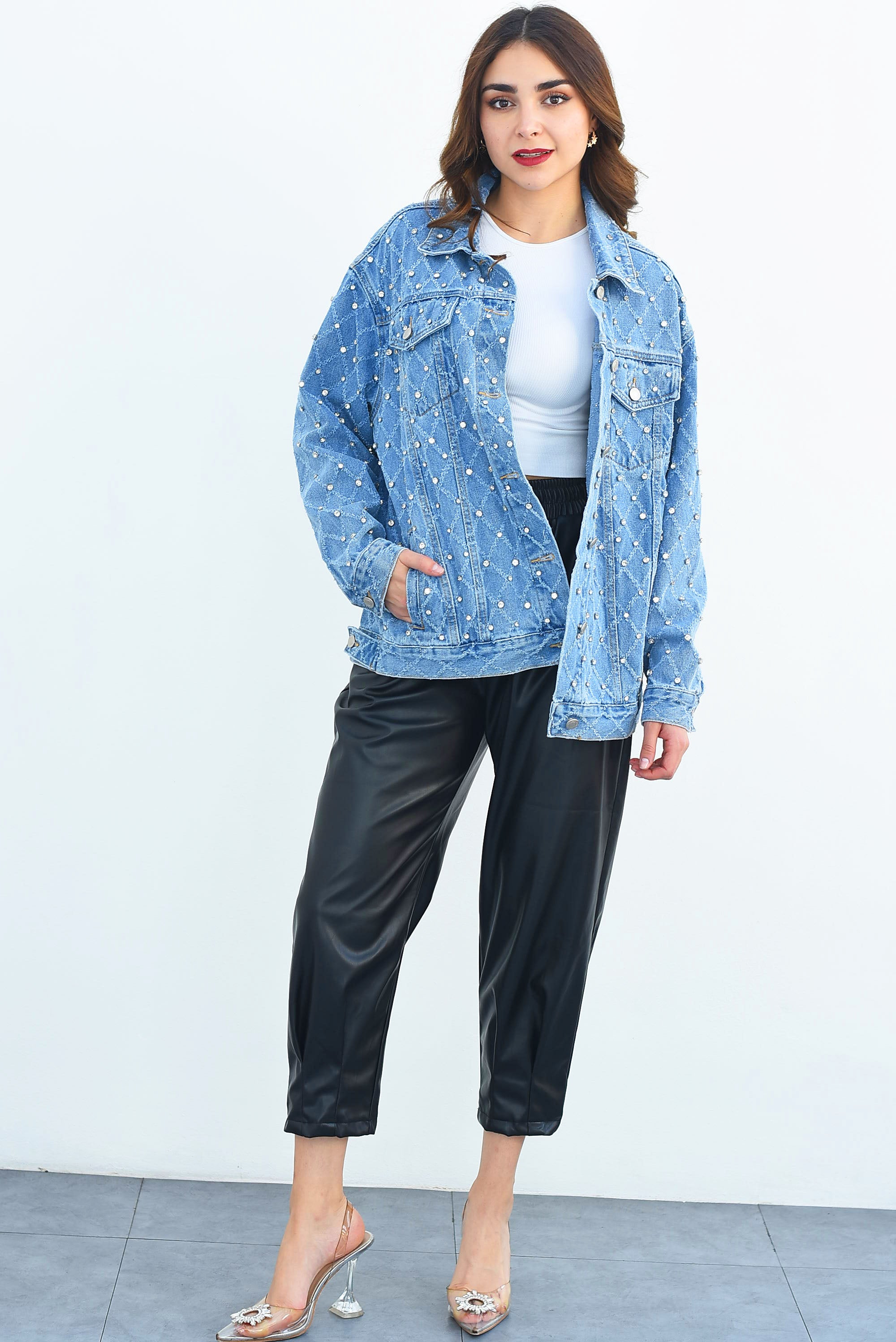 Pantalón slouchy vinipiel Negro