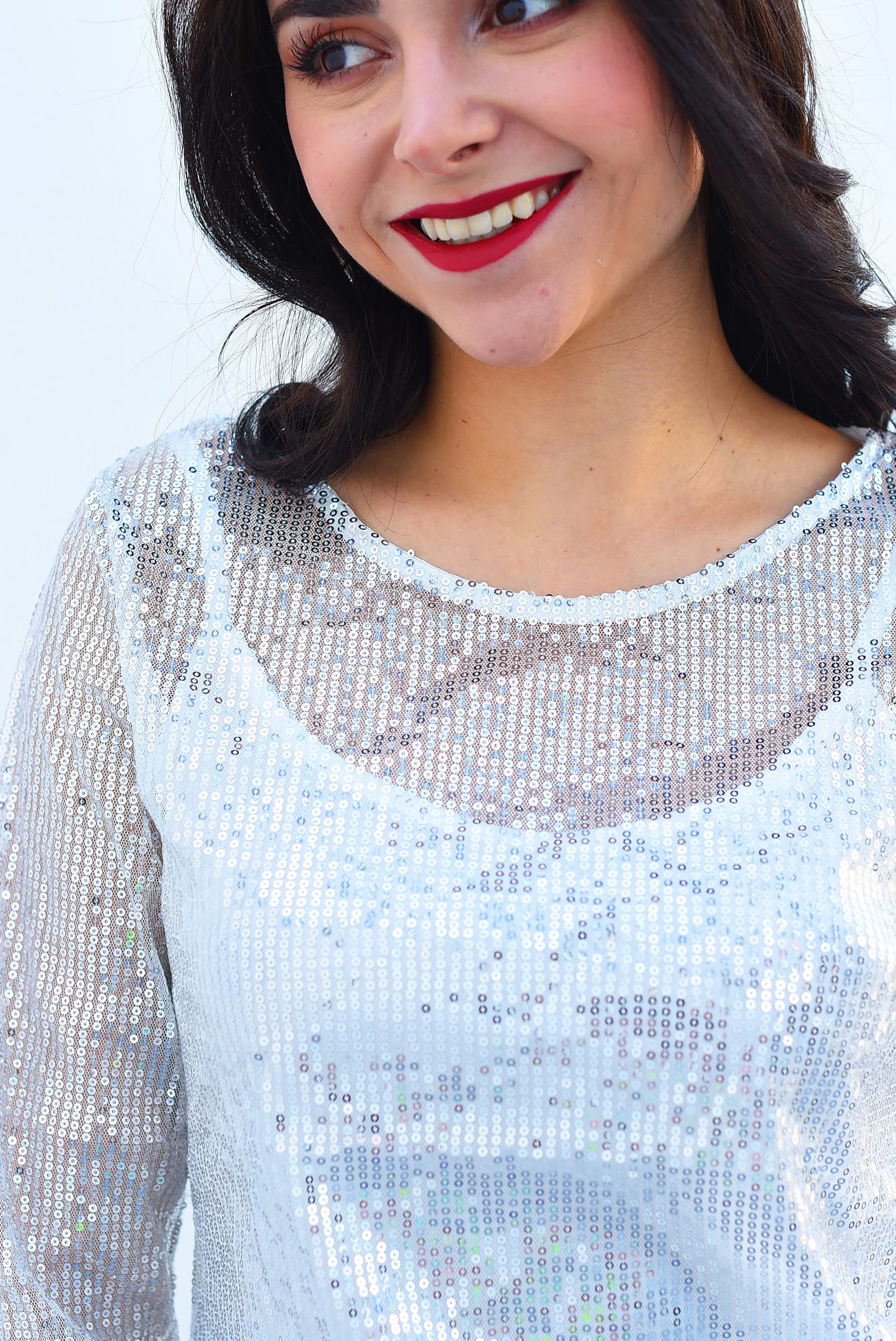 Blusa manga larga lentejuela Plata