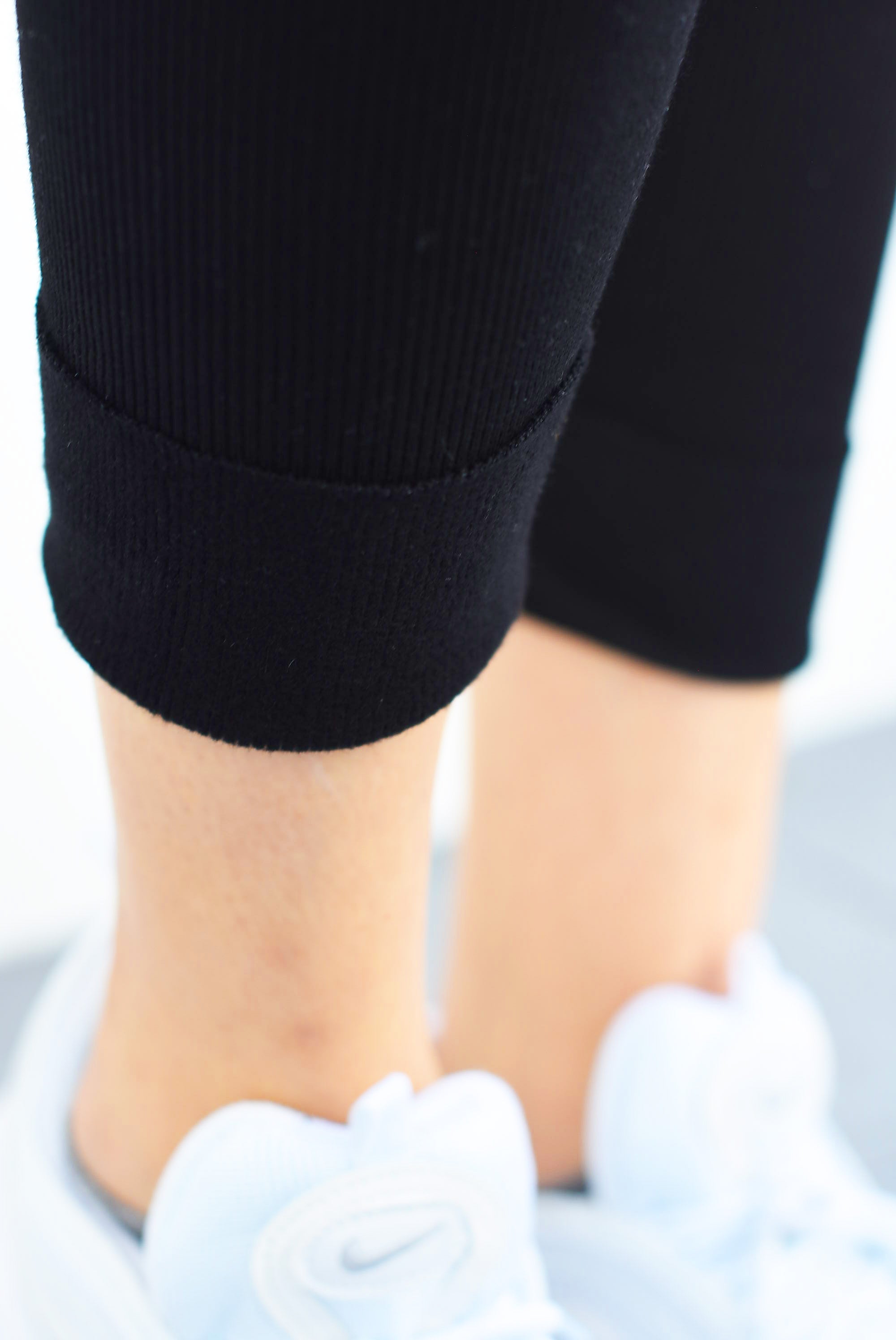 Leggings algodón canalé fleece Negro