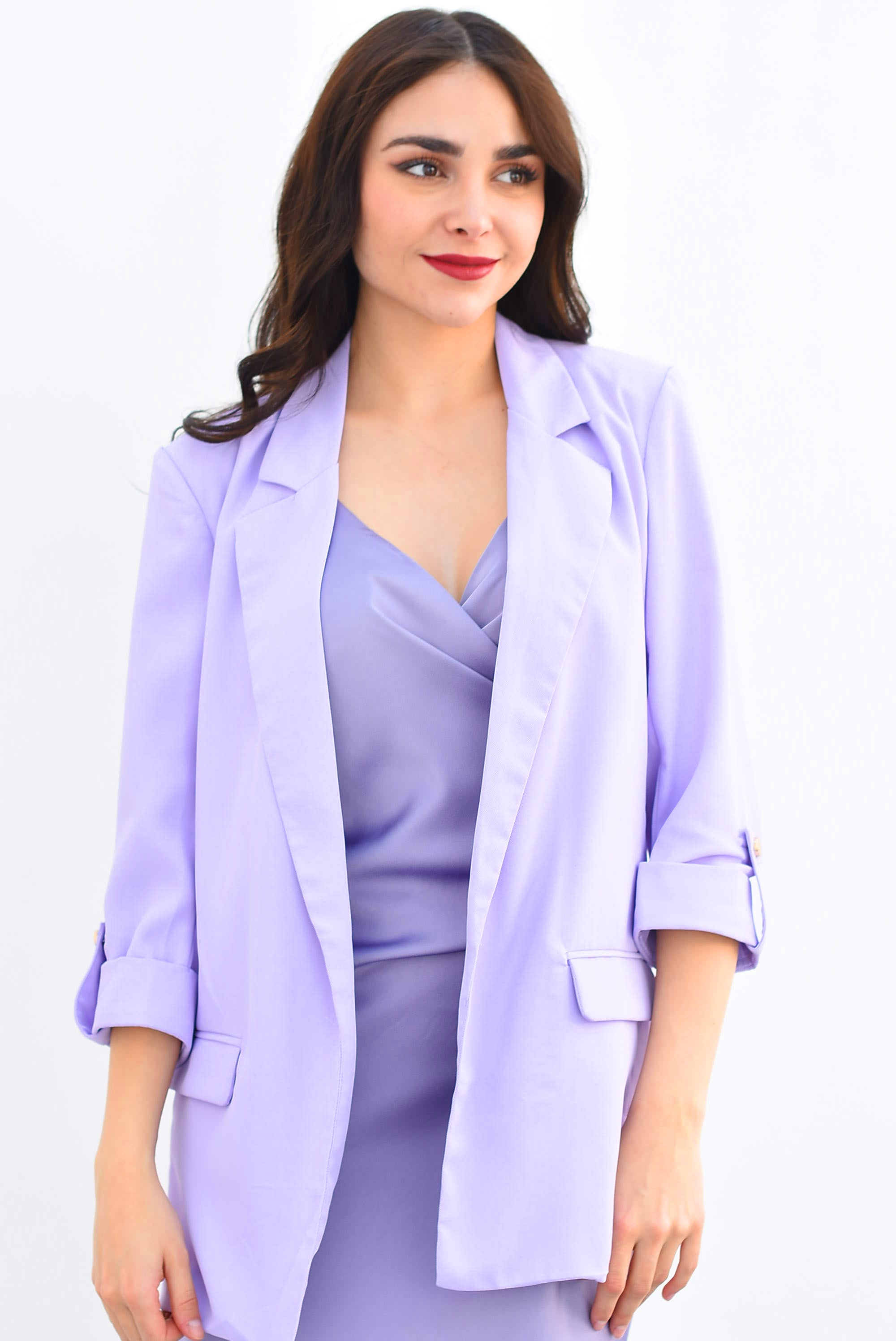 Blazer solapa manga 3/4 con botón Lila