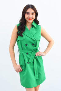 Fashion Styled Chaleco vestido botones cruzados Verde