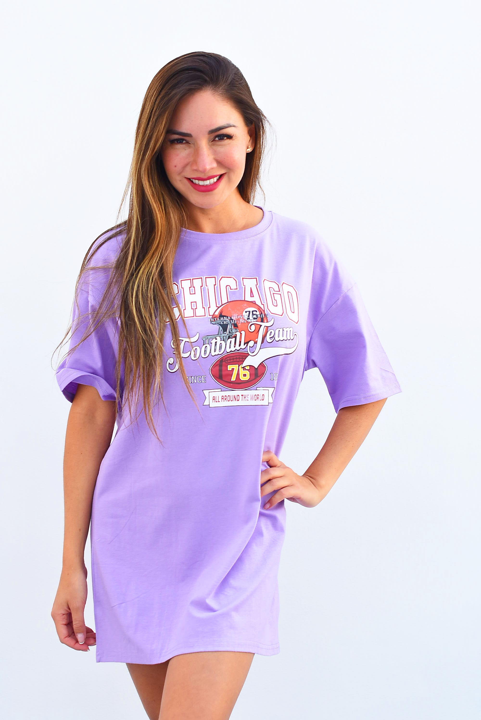 T-Shirt Dress Chicago Football Lila