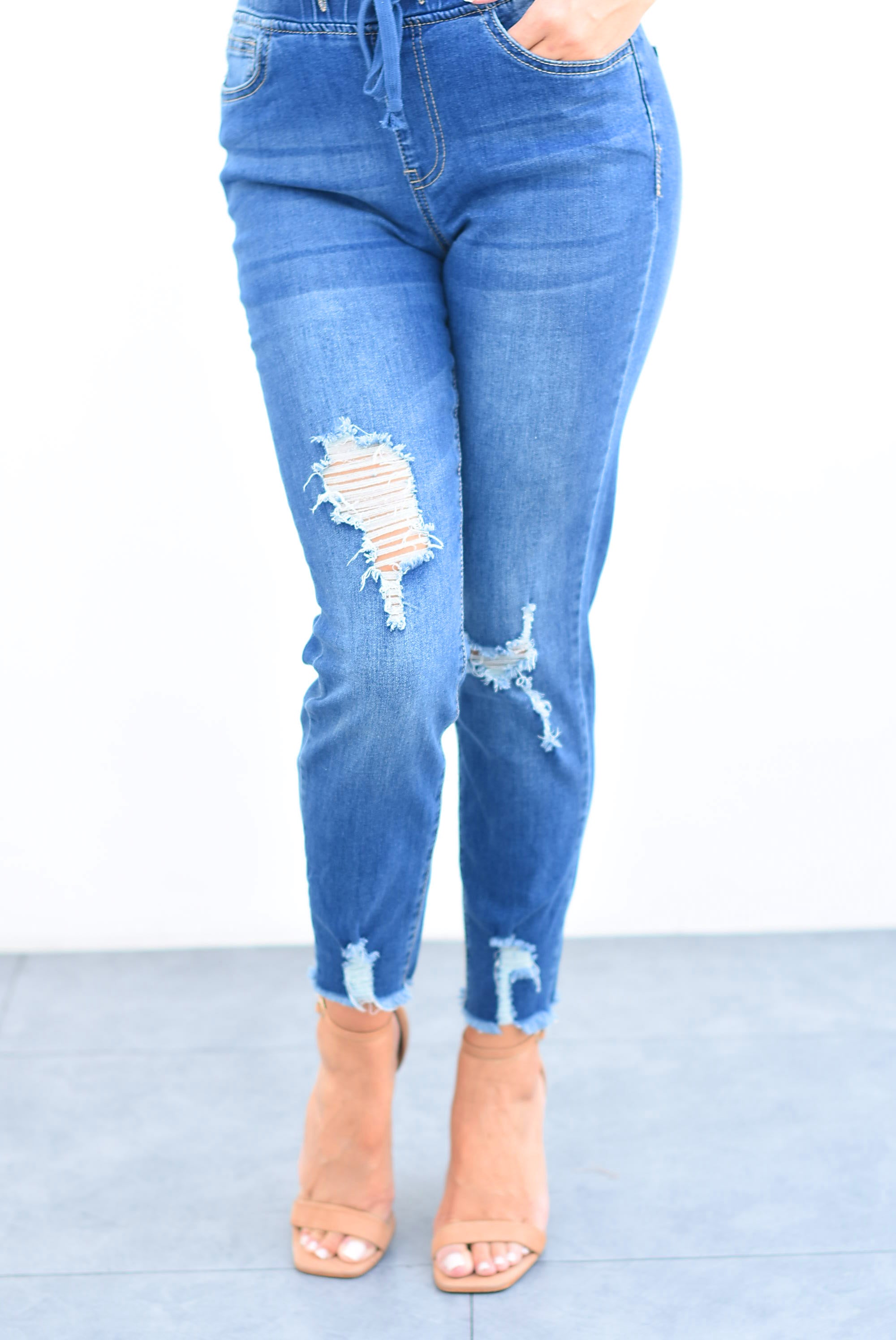 Jeans con jareta Mezclilla Oscura