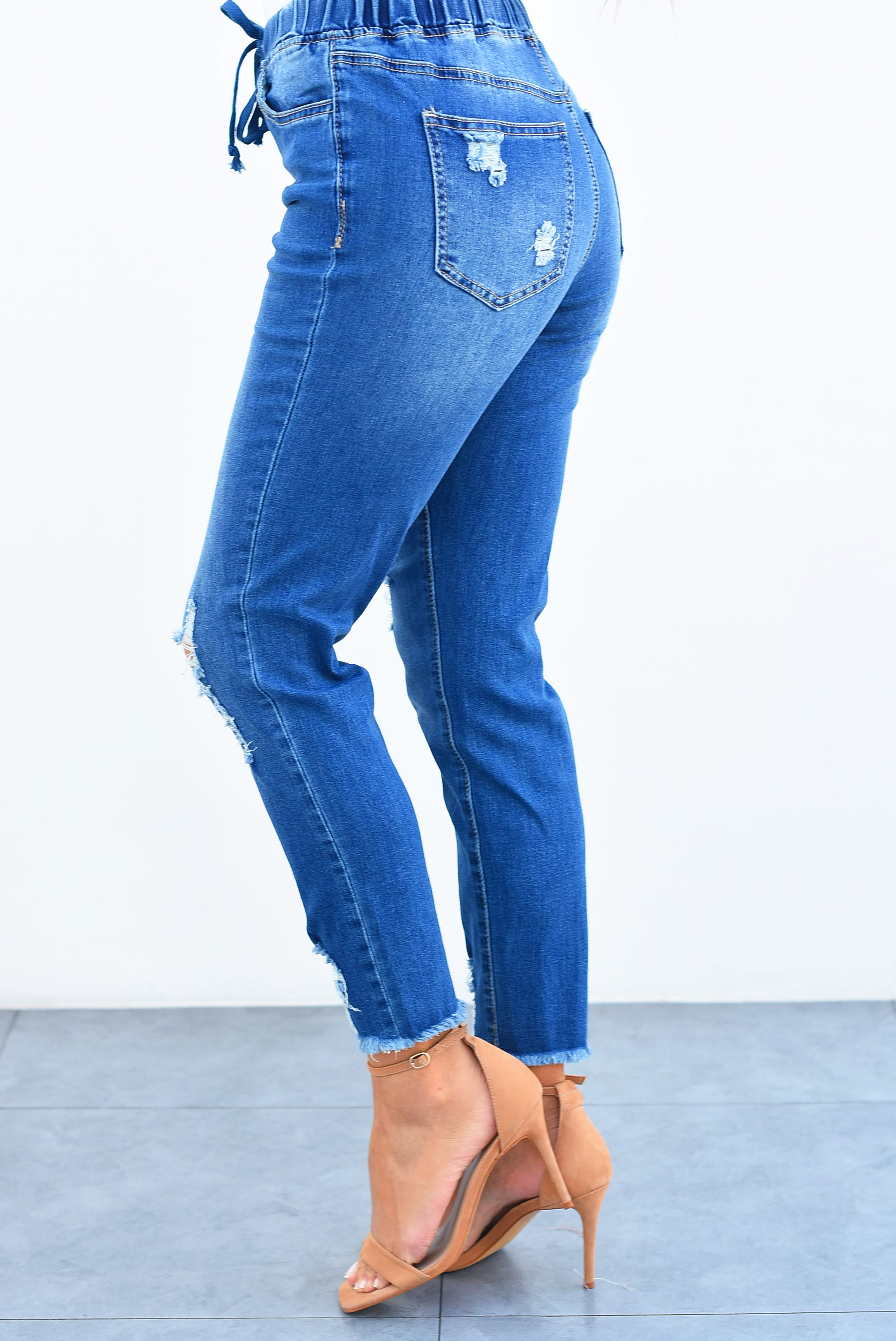 Jeans con jareta Mezclilla Oscura