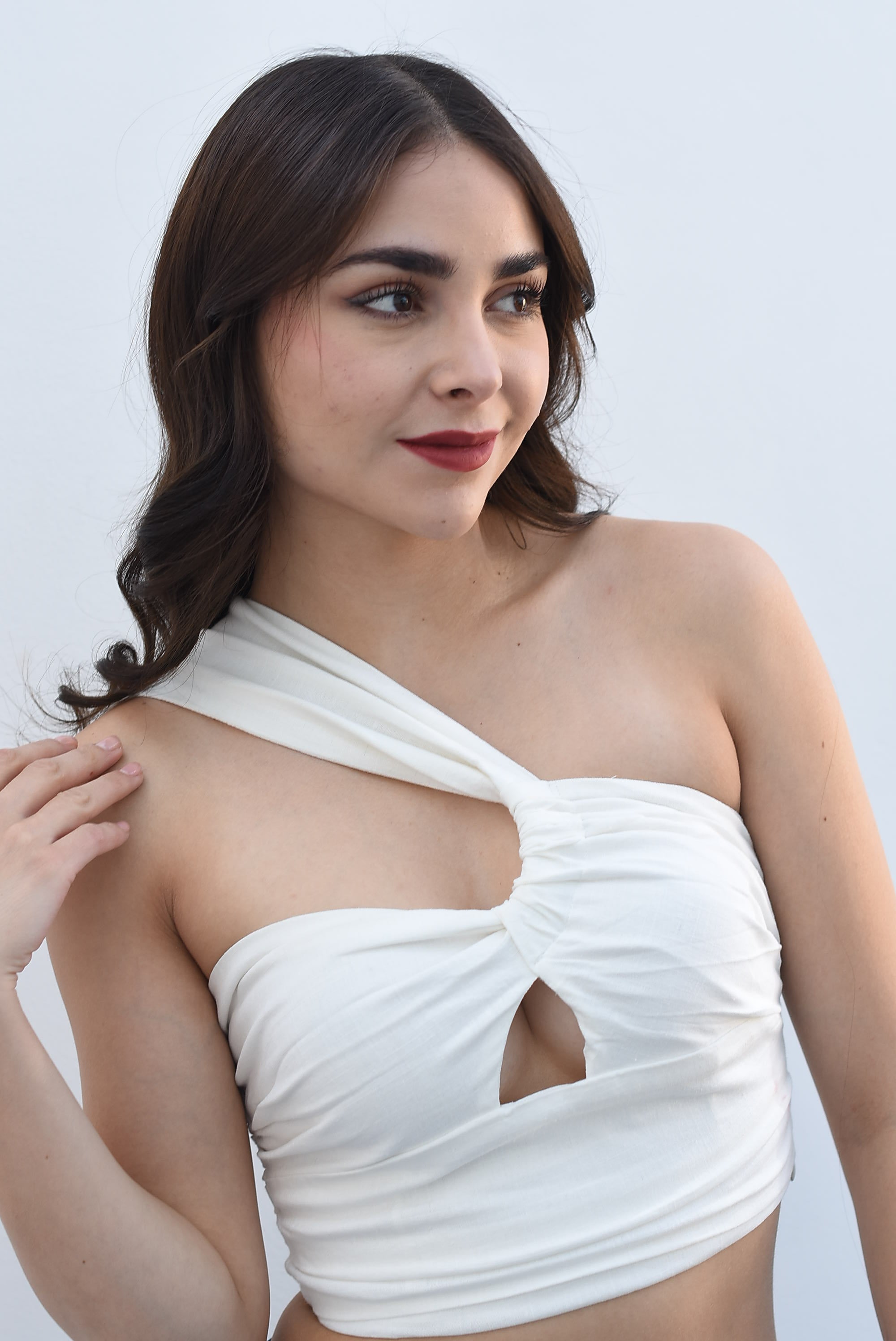 Top asimétrico lino Blanco