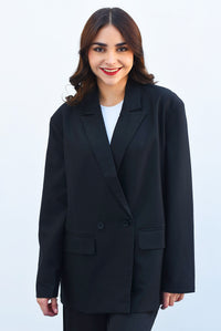 Fashion Styled Blazer cruzado oversize Negro