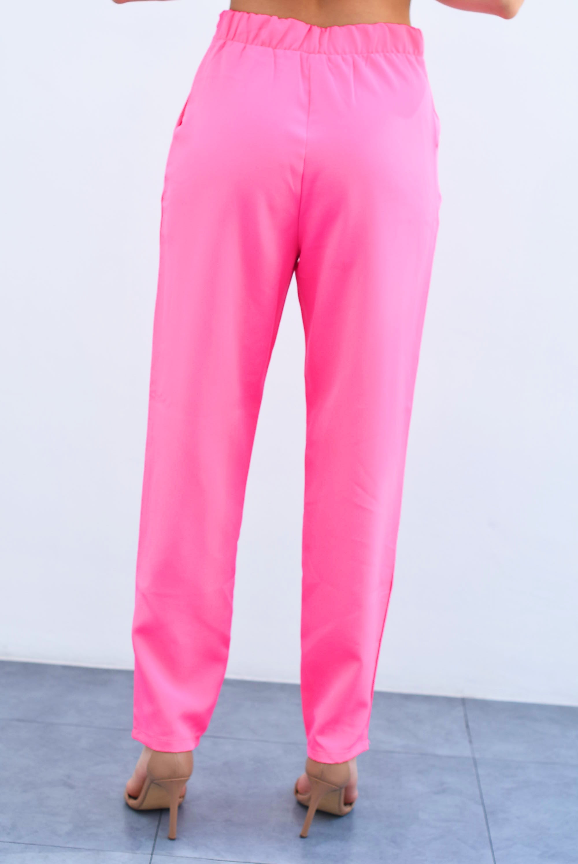 Pantalón recto costuras Rosa chicle
