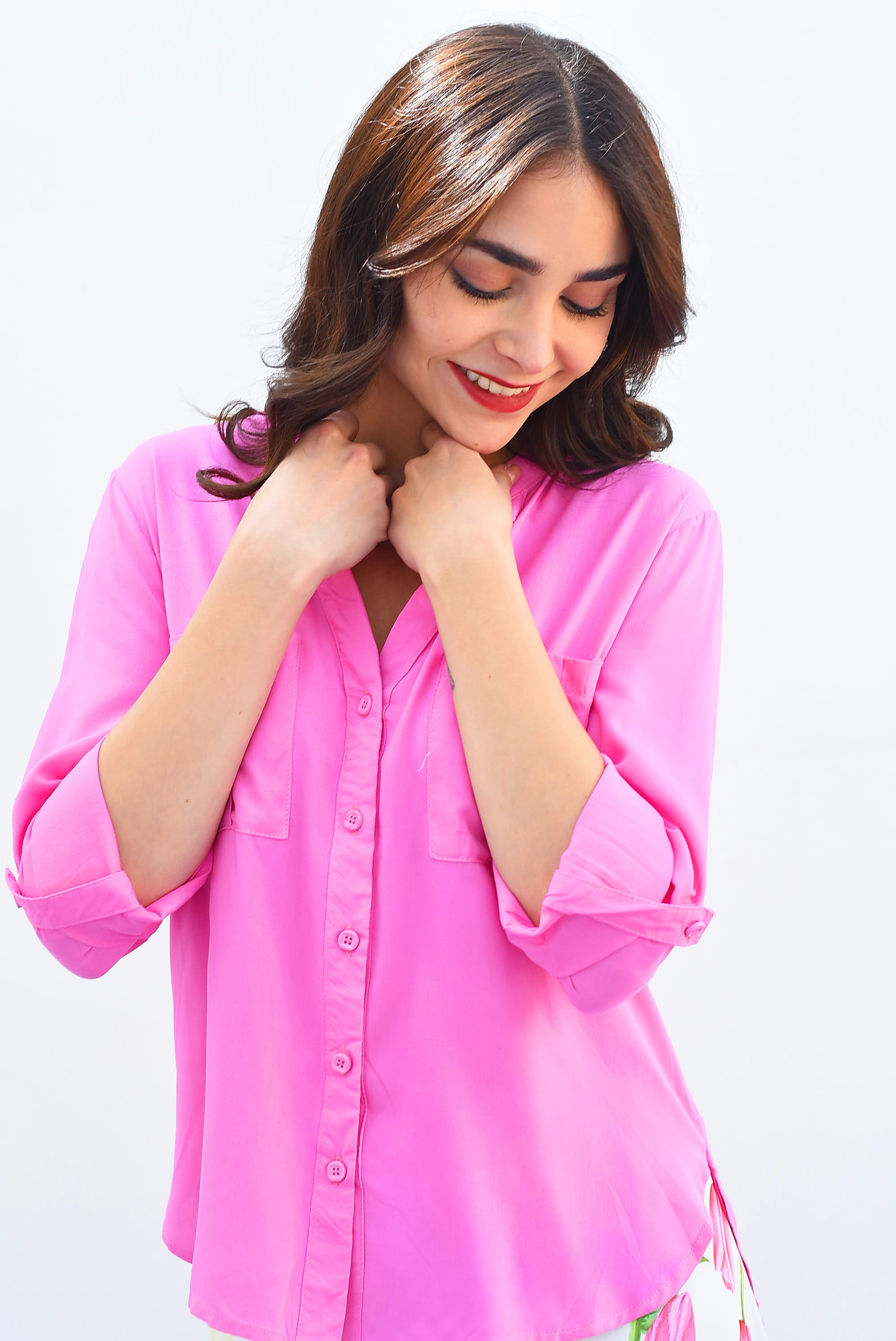 Camisa larga cargo Rosa