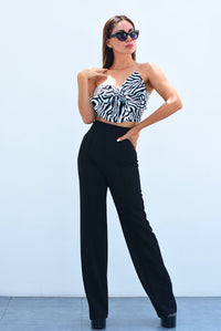 Fashion Styled Pantalón pierna ancha y cintura alta Negro