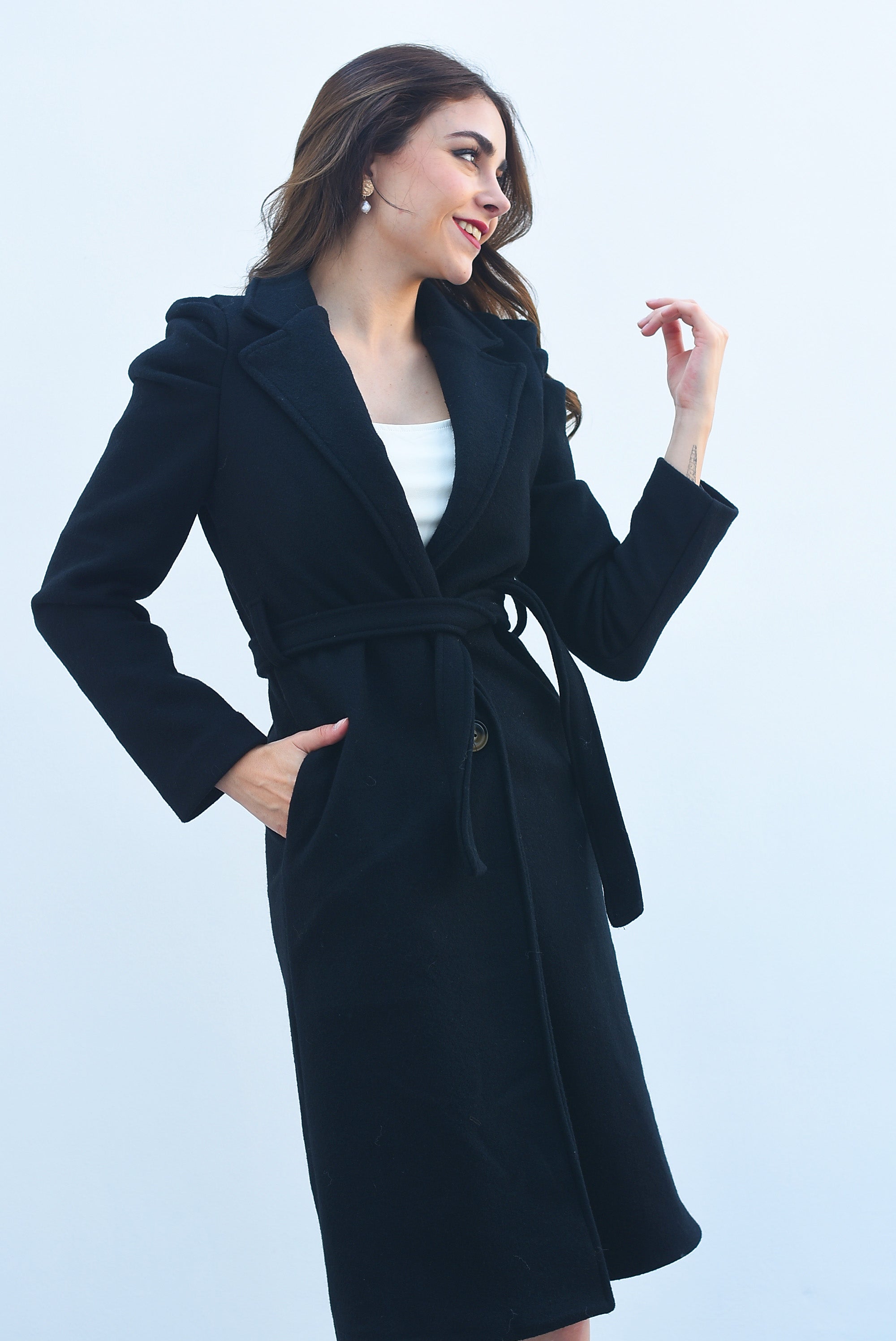 Abrigo manga puffy Negro