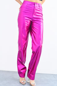 Fashion Styled Pantalón recto metálico Magenta