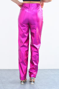 Fashion Styled Pantalón recto metálico Magenta