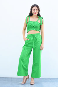 Fashion Styled Set Pantalón y Top elástico Verde