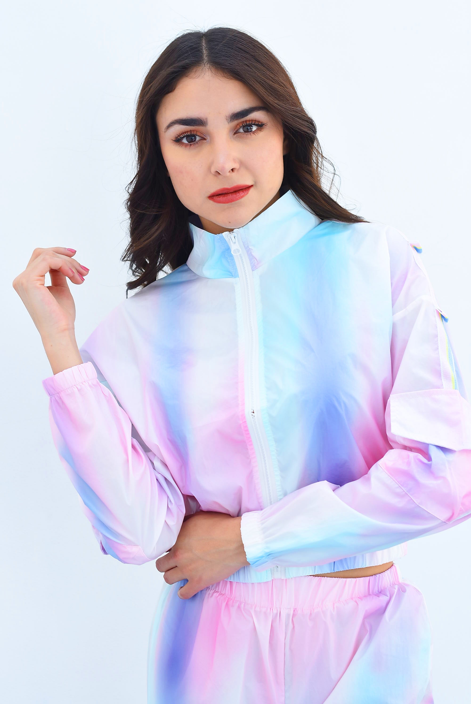 Set Jogger y Chamarra degradado Blanco