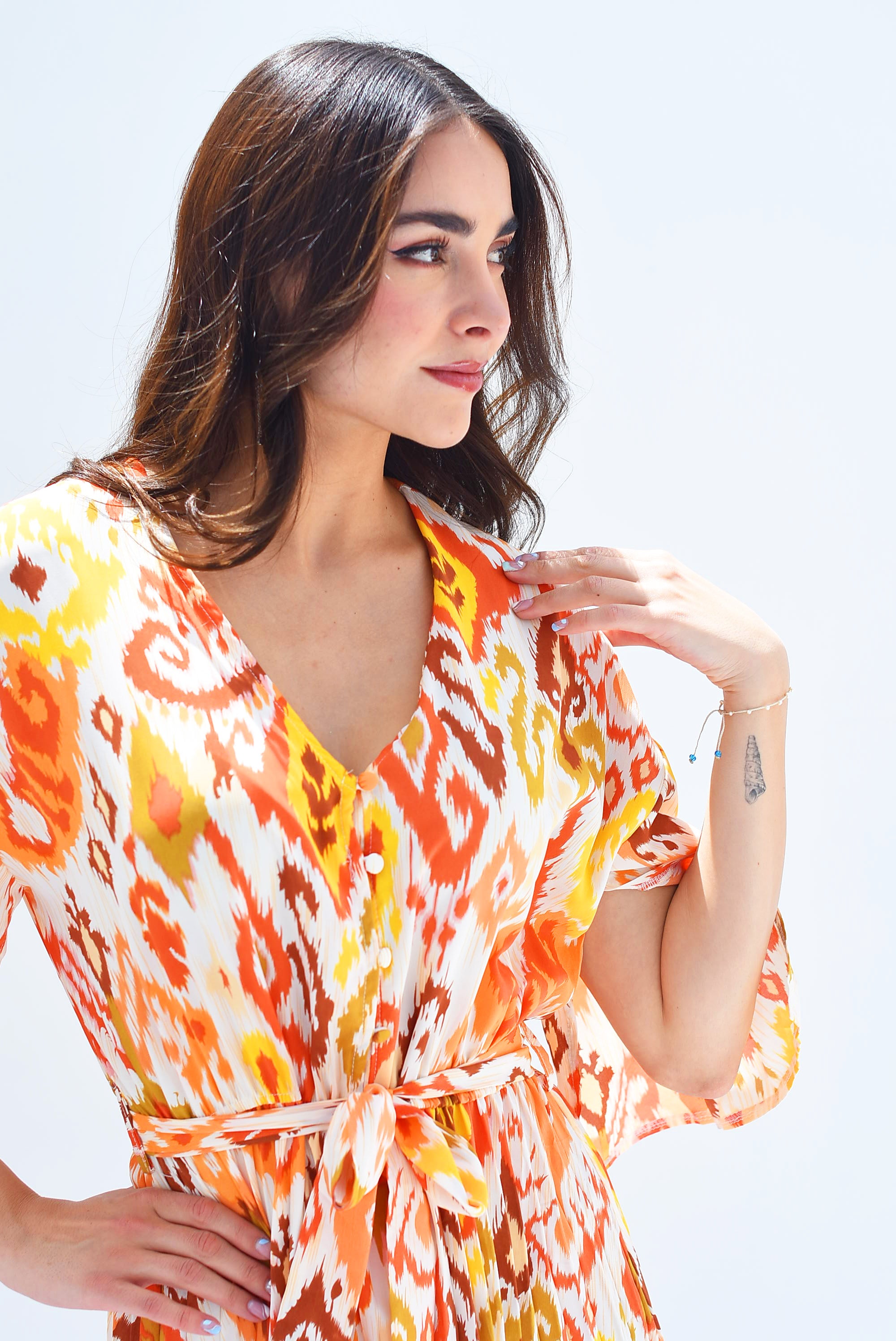 Maxidress estampado tribal Naranja