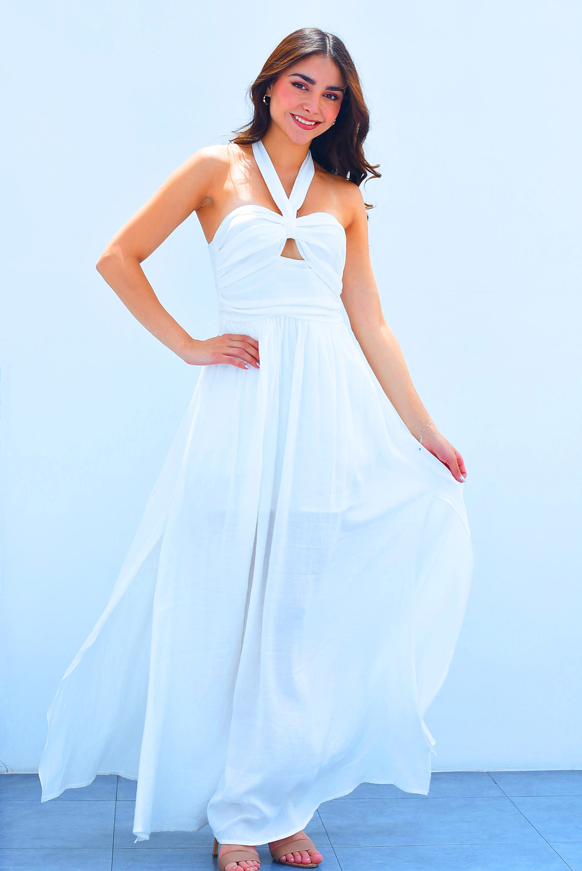 Vestido moño halter Blanco