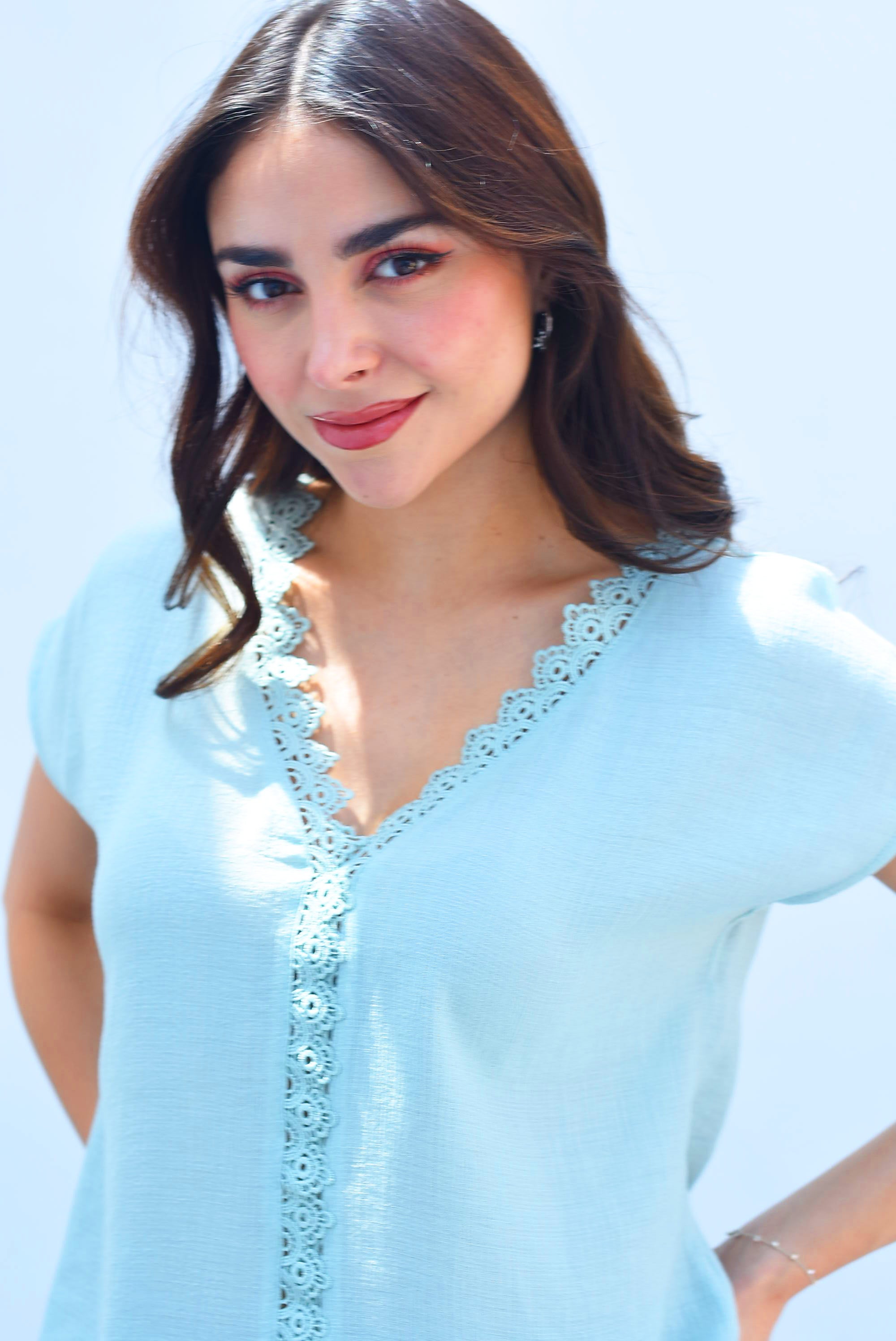 Blusa ligera tira bordada Menta