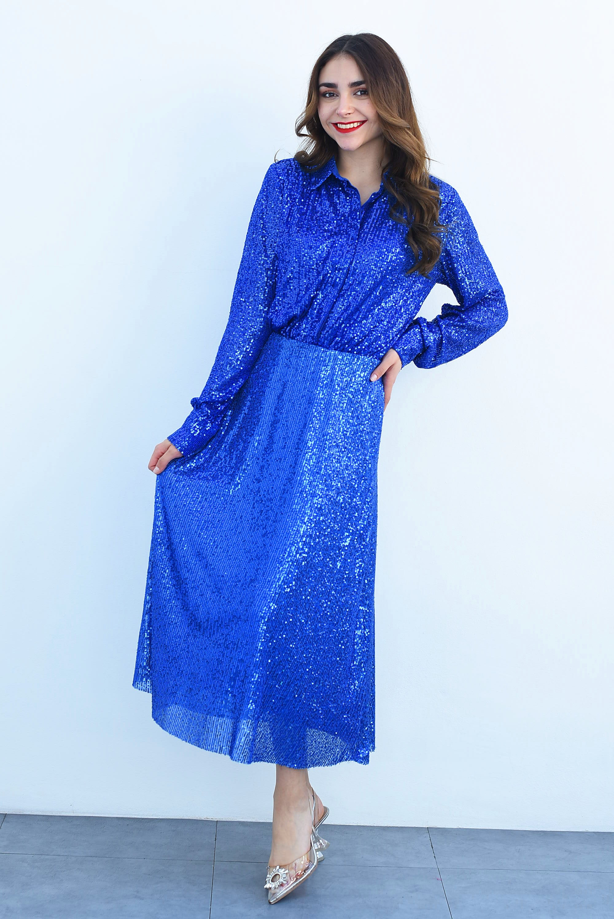 Camisa lentejuelas Azul Rey